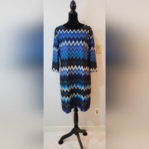 Studio One Chevron Print Stretch Dress Women Size 16P